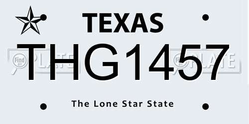 THG1457 Texas License Plate