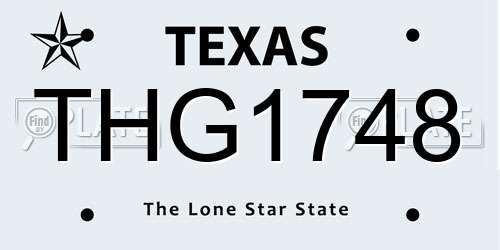 THG1748 Texas License Plate