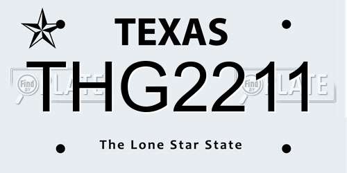 THG2211 Texas License Plate