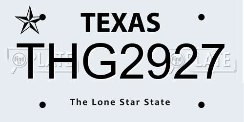 THG2927 Texas License Plate