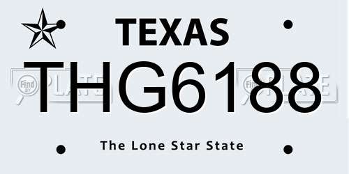 THG6188 Texas License Plate