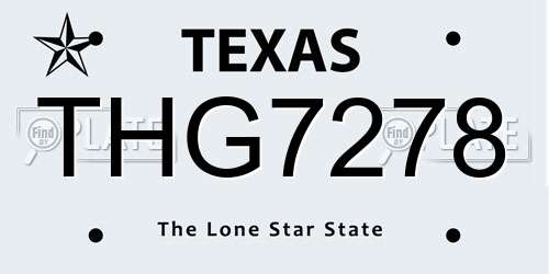 THG7278 Texas License Plate