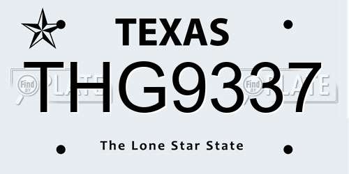 THG9337 Texas License Plate