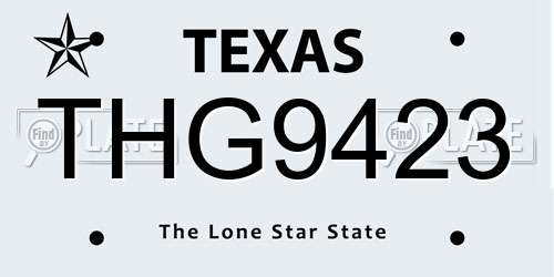 THG9423 Texas License Plate