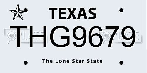 THG9679 Texas License Plate