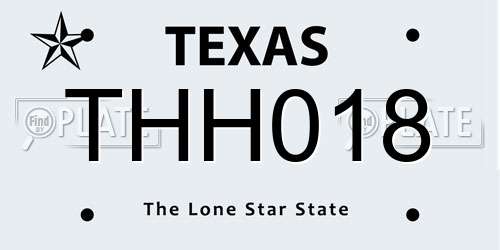 THH018 Texas License Plate