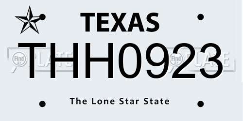 THH0923 Texas License Plate