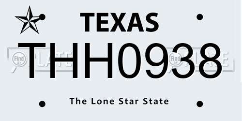 THH0938 Texas License Plate