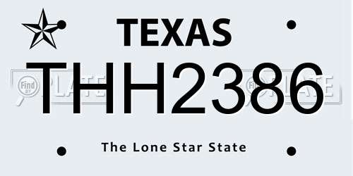 THH2386 Texas License Plate