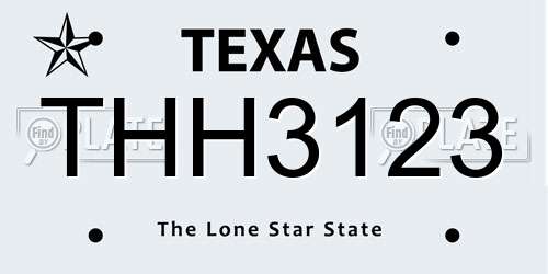 THH3123 Texas License Plate