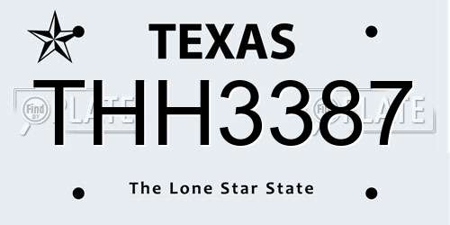 THH3387 Texas License Plate