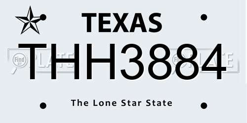 THH3884 Texas License Plate