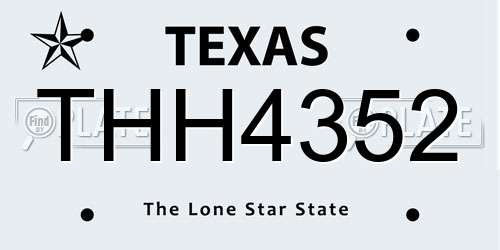 THH4352 Texas License Plate