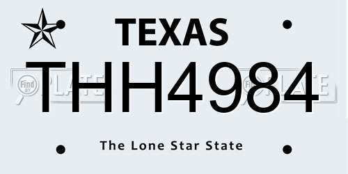 THH4984 Texas License Plate