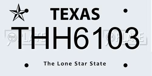 THH6103 Texas License Plate