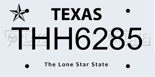 THH6285 Texas License Plate
