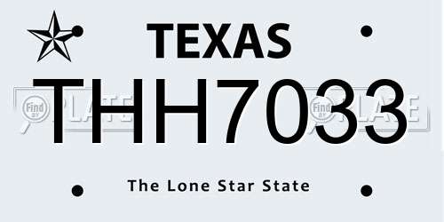 THH7033 Texas License Plate