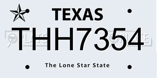 THH7354 Texas License Plate