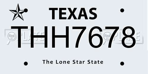 THH7678 Texas License Plate