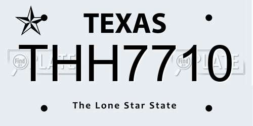 THH7710 Texas License Plate