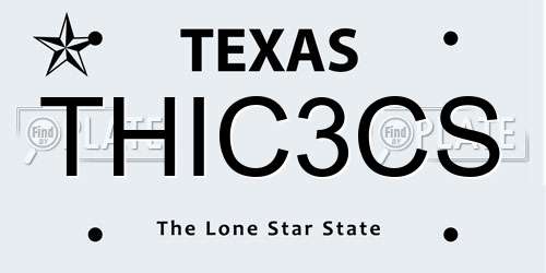 THIC3CS Texas License Plate