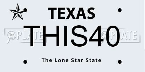 THIS40 Texas License Plate