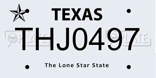 THJ0497 Texas License Plate