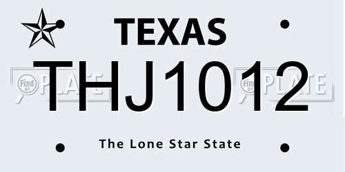 THJ1012 Texas License Plate