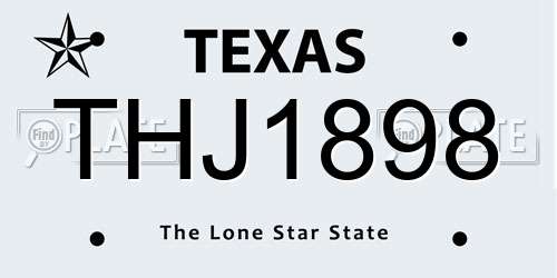 THJ1898 Texas License Plate