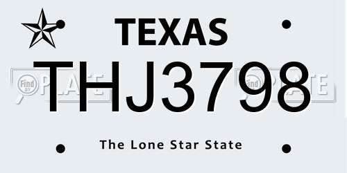 THJ3798 Texas License Plate