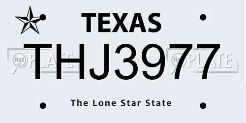 THJ3977 Texas License Plate
