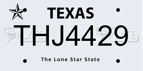 THJ4429 Texas License Plate