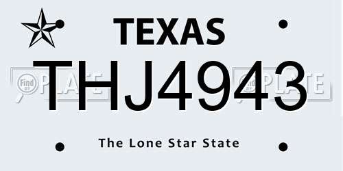 THJ4943 Texas License Plate