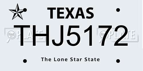 THJ5172 Texas License Plate