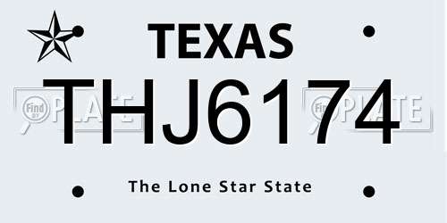 THJ6174 Texas License Plate