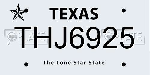 THJ6925 Texas License Plate