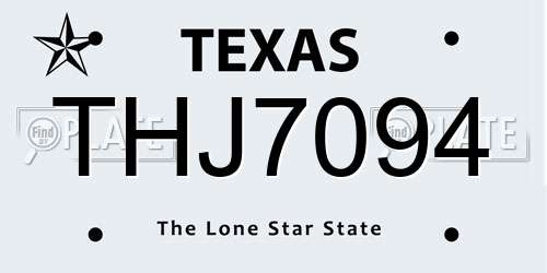 THJ7094 Texas License Plate