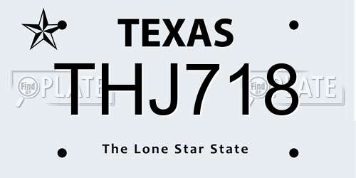 THJ718 Texas License Plate