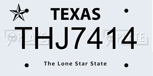 THJ7414 Texas License Plate