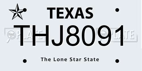 THJ8091 Texas License Plate