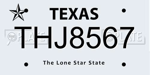 THJ8567 Texas License Plate
