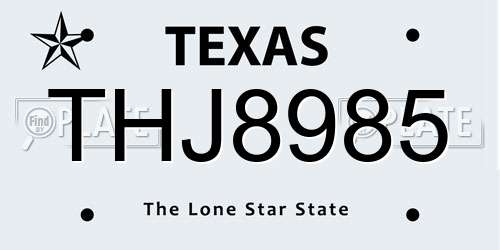 THJ8985 Texas License Plate