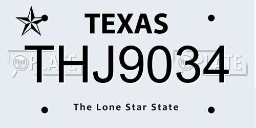THJ9034 Texas License Plate