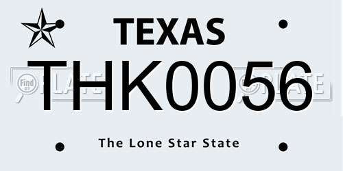 THK0056 Texas License Plate