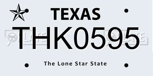 THK0595 Texas License Plate