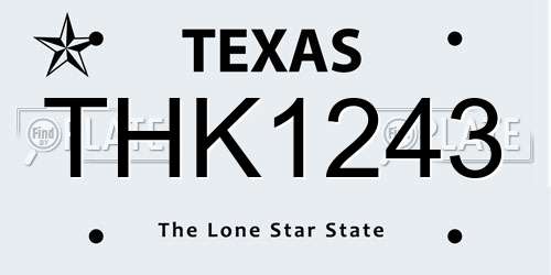 THK1243 Texas License Plate