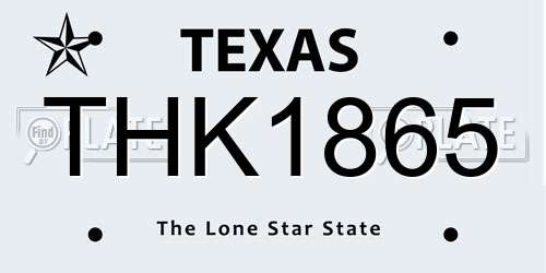 THK1865 Texas License Plate