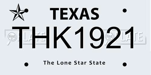 THK1921 Texas License Plate
