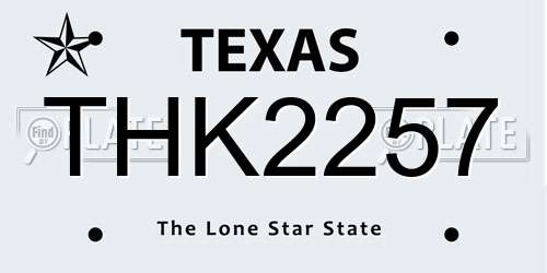 THK2257 Texas License Plate