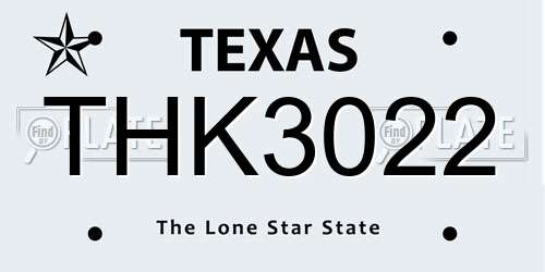 THK3022 Texas License Plate